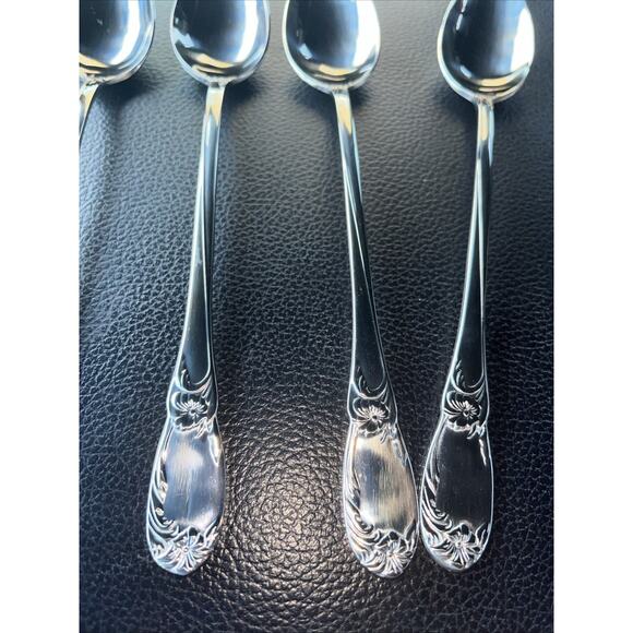 4 Reed & Barton LA BELLA Stainless Iced Tea Spoons 18/10 Glossy Flatware - Picture 3 of 6